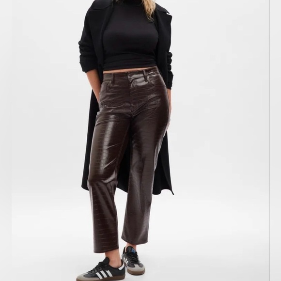 GAP Pants - GAP Croc Embossed Edgy Chic Faux Leather Pants High Rise Cheeky Straight 31
